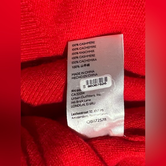 Pilcro Anthropologie The Alani 100% Cashmere Mock-Neck Sweater Candy Red XSP - Picture 8 of 10